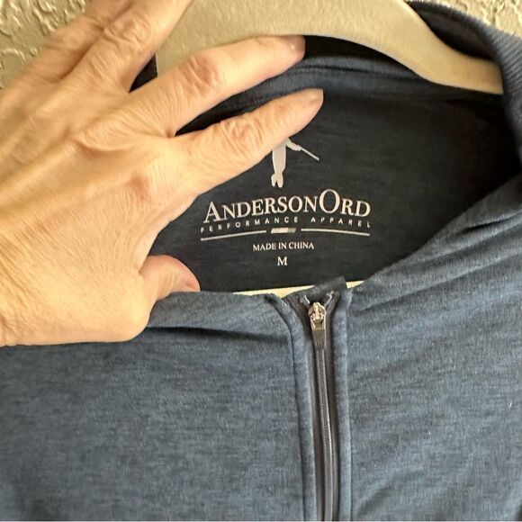 Anderson Ord Performance Apparel Blue Zip Up Athletic Pullover Size Medium - Picture 7 of 9